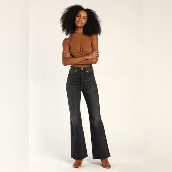 Levi’s Black 70s High Rise Flare Jeans - Picture 1 of 6